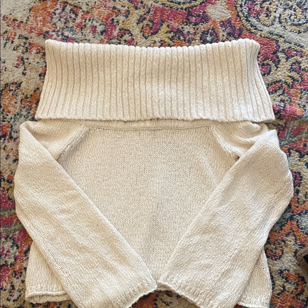 Aerie Cream Off-Shoulder Sweater